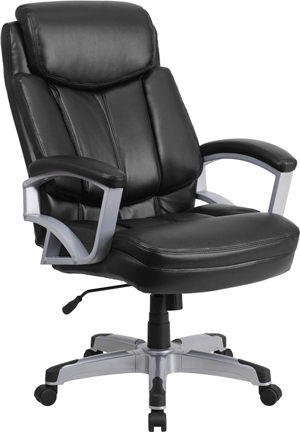 500lbs Rated Brown Leather or Fabric Executive Swivel Chair 